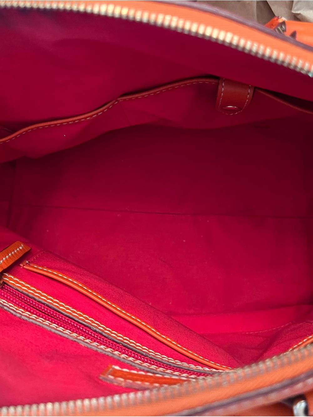 Dooney & Bourke Bright Orange Embossed Logo Satchel - Picture 10 of 15